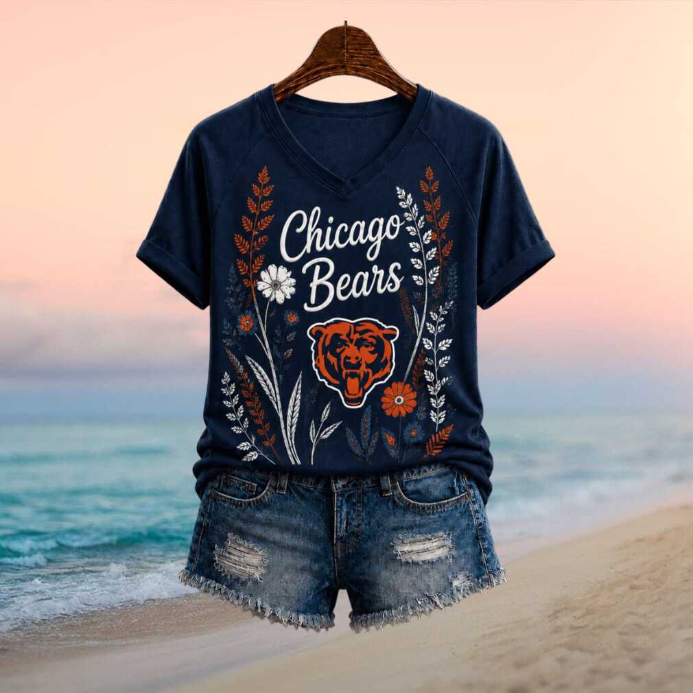 Chicago Bears Floral Mascot Graphic Women Shirt - Limotees LLC
