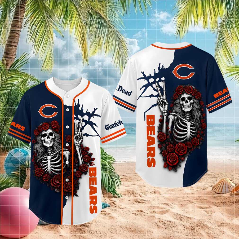 Chicago Bears Grateful Dead Skull Rose Baseball Shirt - Limotees LLC