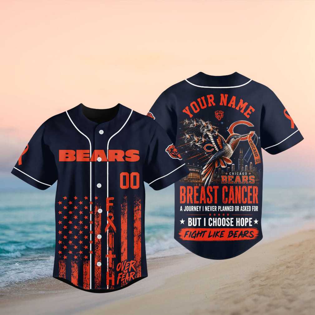 Chicago Bears Hummingbird Breast Cancer Faith Baseball Shirt