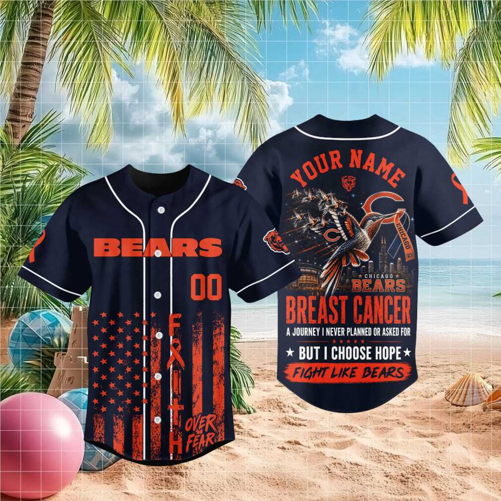 Chicago Bears Hummingbird Breast Cancer Faith Baseball Shirt