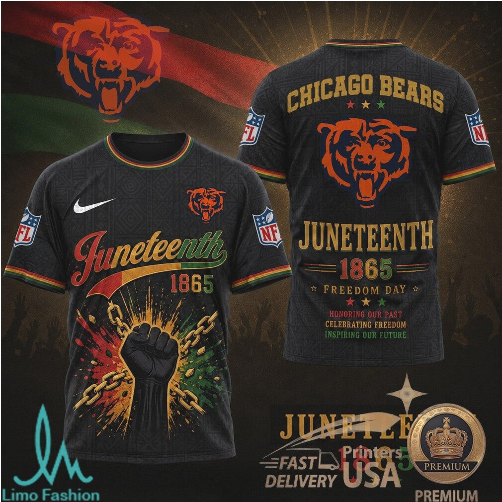 Chicago Bears Juneteenth 1865 Freedom Day Graphic T Shirt - Limotees LLC