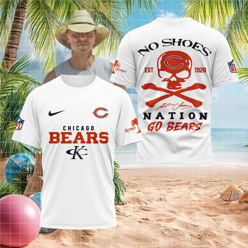 Chicago Bears Kenny Chesney No Shoes Nation Skull Shirt - Limotees LLC
