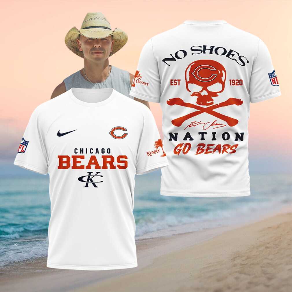 Chicago Bears Kenny Chesney No Shoes Nation Skull Shirt - Limotees LLC