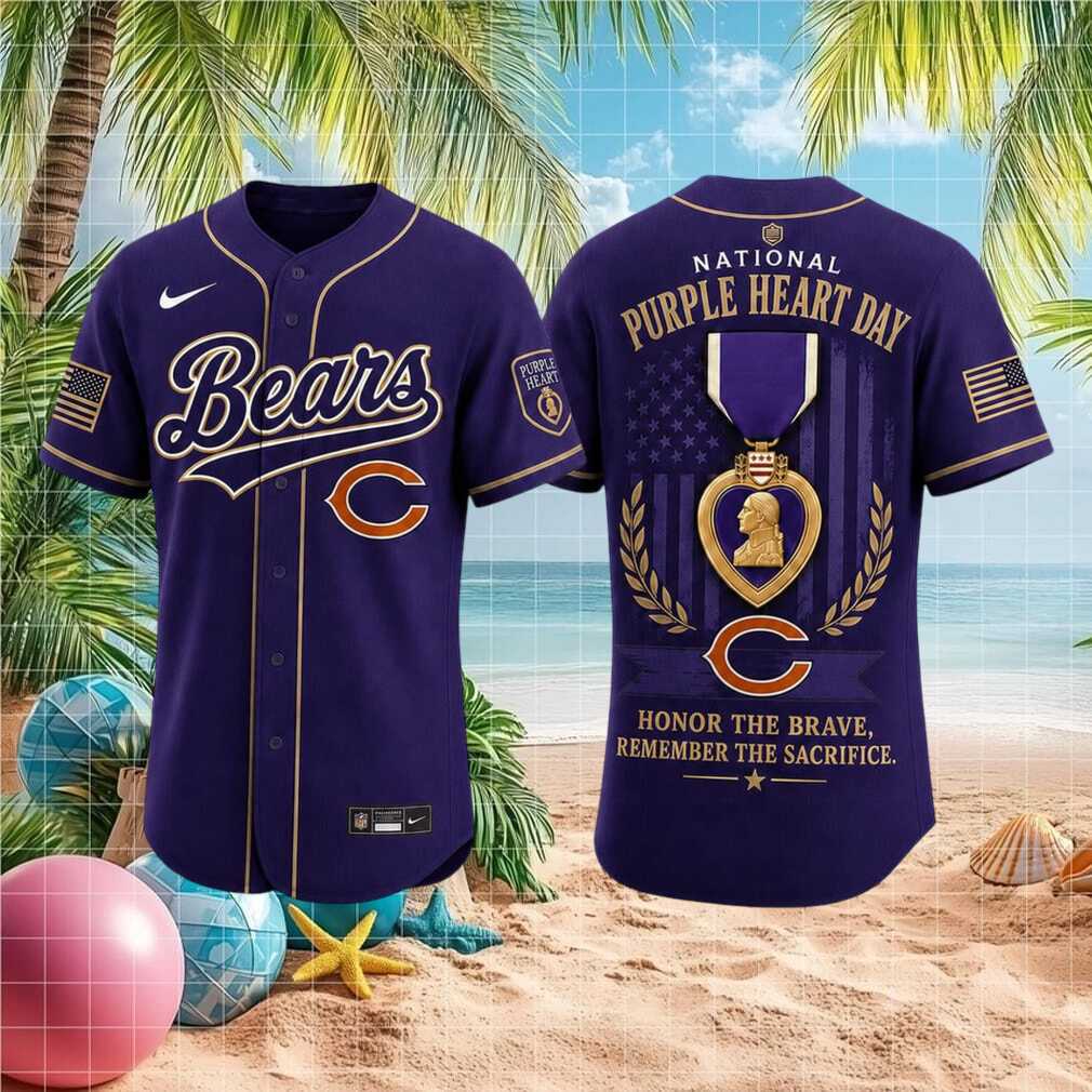 Chicago Bears National Purple Heart Day Honor The Brave Baseball Shirt