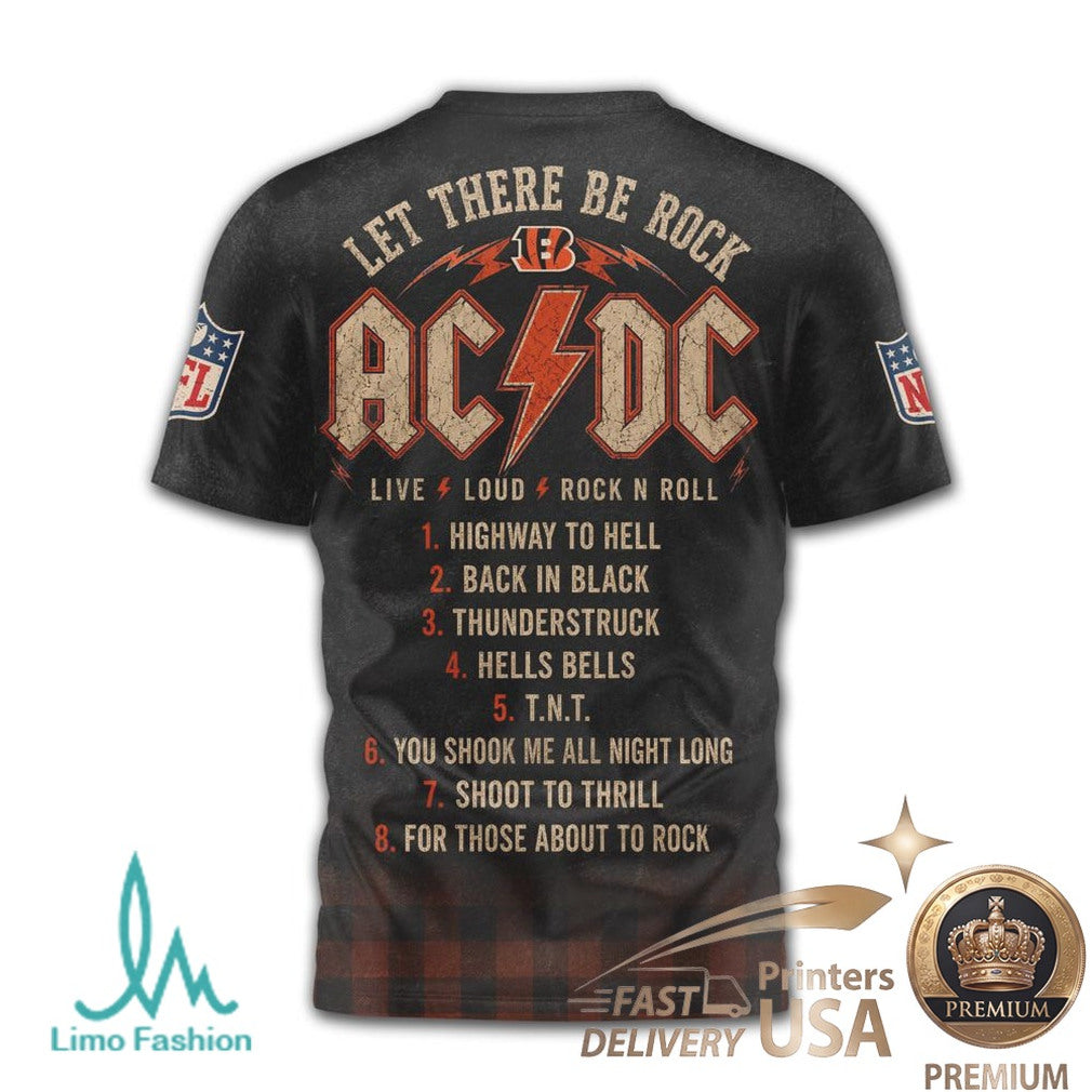 Cincinnati Bengals ACDC For Those About To Rock Band T Shirt - Limotees LLC