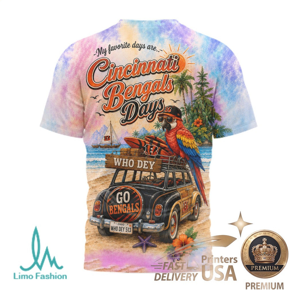 Cincinnati Bengals Beach Parrot Tropical Style Fan T Shirt - Limotees LLC
