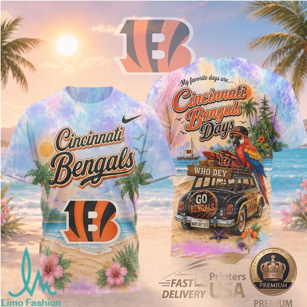 Cincinnati Bengals Beach Parrot Tropical Style Fan T Shirt - Limotees LLC