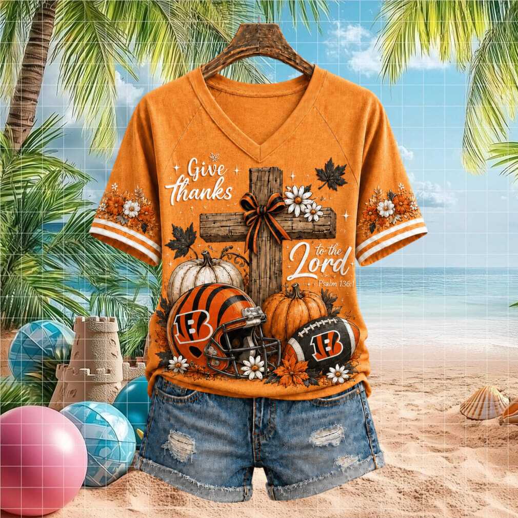Cincinnati Bengals Give Thanks To The Lord Pumpkin Cross Shirt