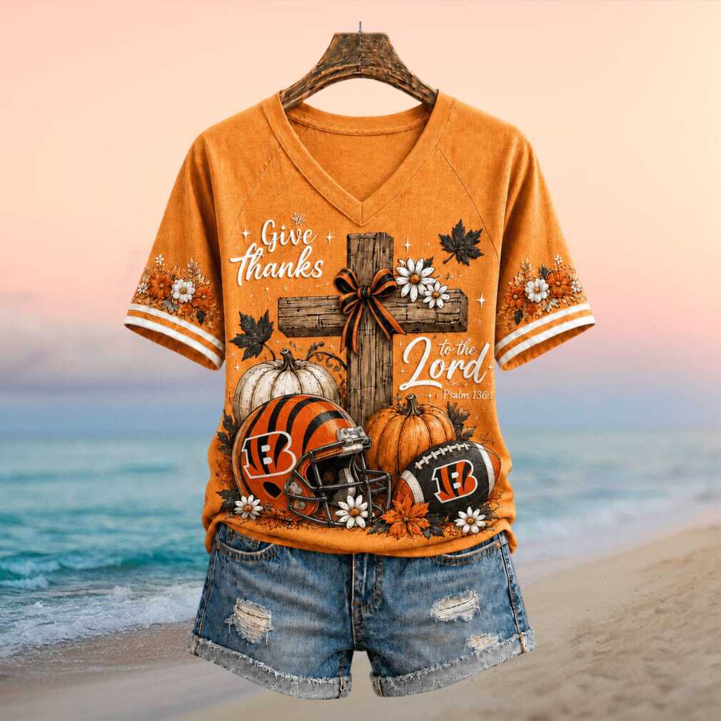 Cincinnati Bengals Give Thanks To The Lord Pumpkin Cross Shirt