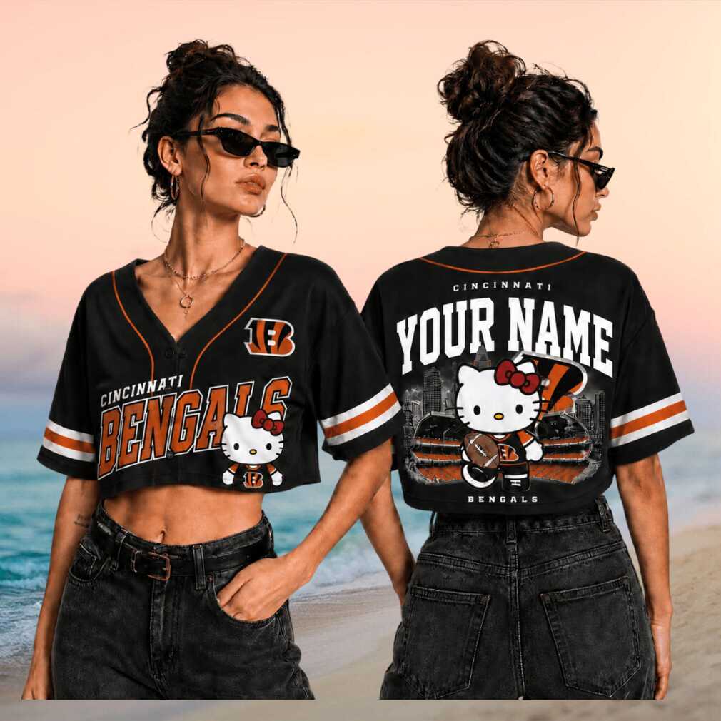 Cincinnati Bengals Hello Kitty Custom Name Baseball Shirt - Limotees LLC