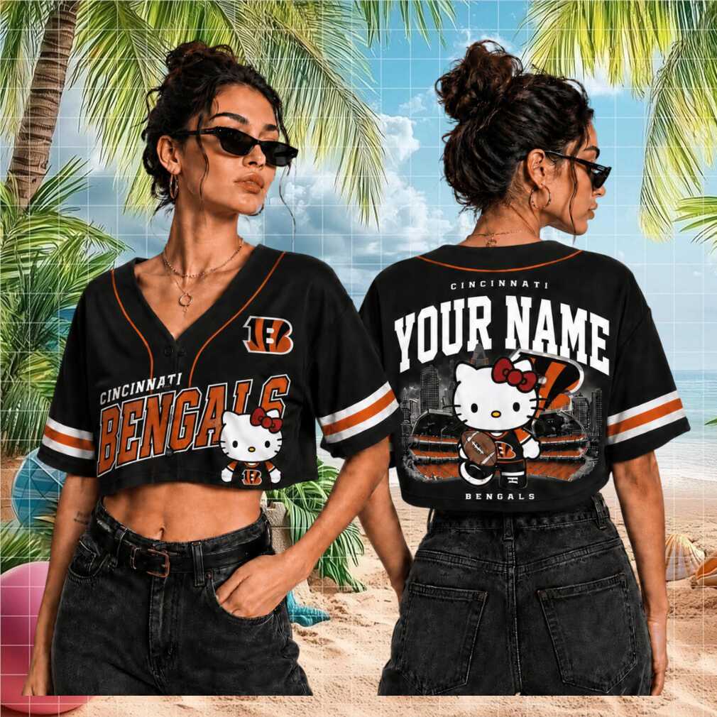 Cincinnati Bengals Hello Kitty Custom Name Baseball Shirt - Limotees LLC