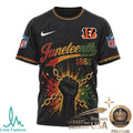 Cincinnati Bengals Juneteenth 1865 Freedom Day Black Fist T Shirt