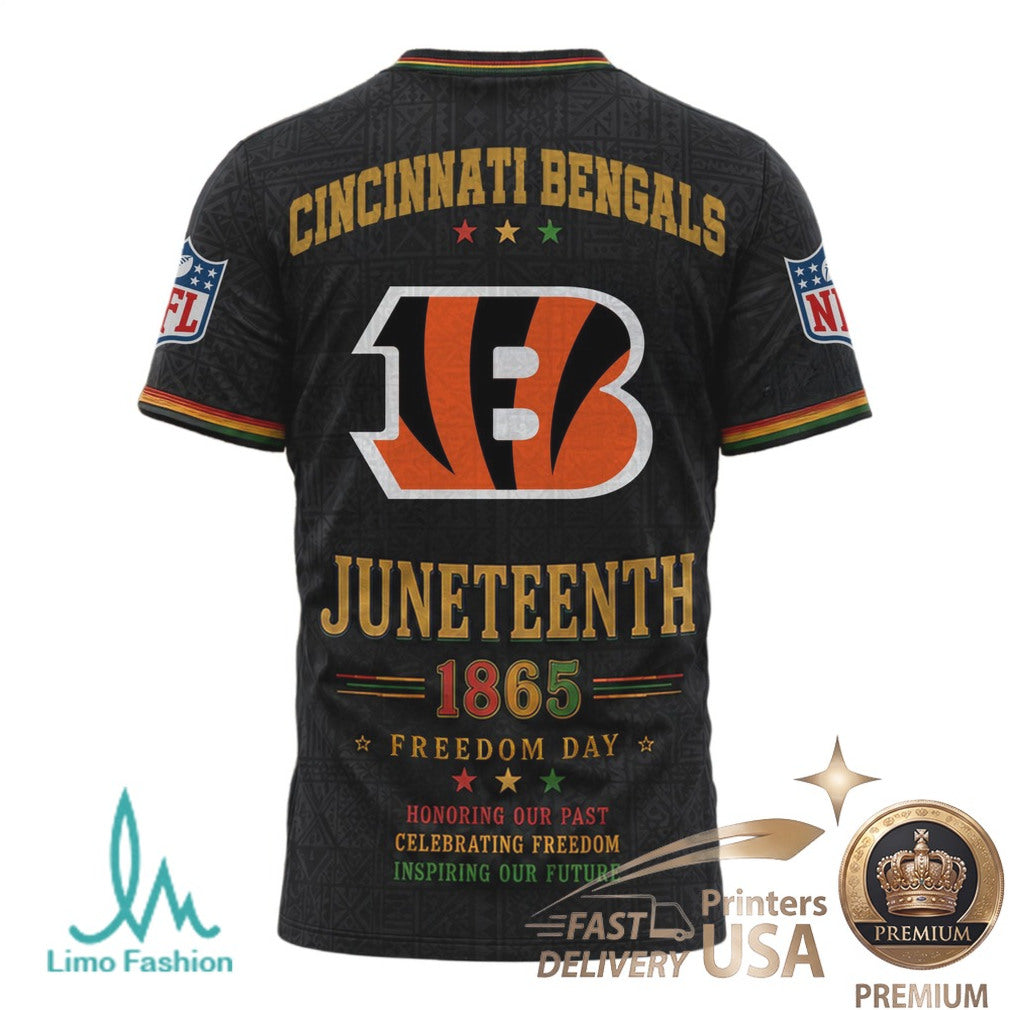 Cincinnati Bengals Juneteenth 1865 Freedom Day Black Fist T Shirt