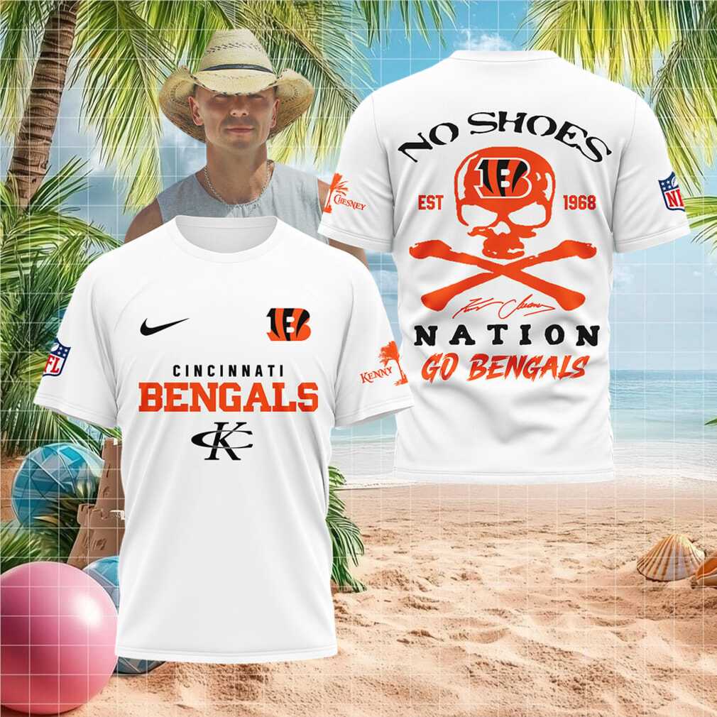 Cincinnati Bengals Skull No Shoes Nation Kenny Chesney Football Shirt - Limotees LLC