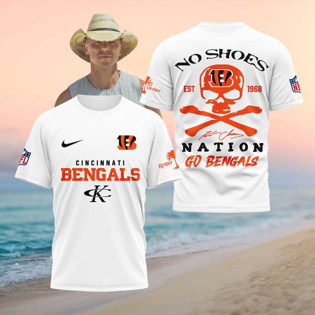 Cincinnati Bengals Skull No Shoes Nation Kenny Chesney Football Shirt - Limotees LLC
