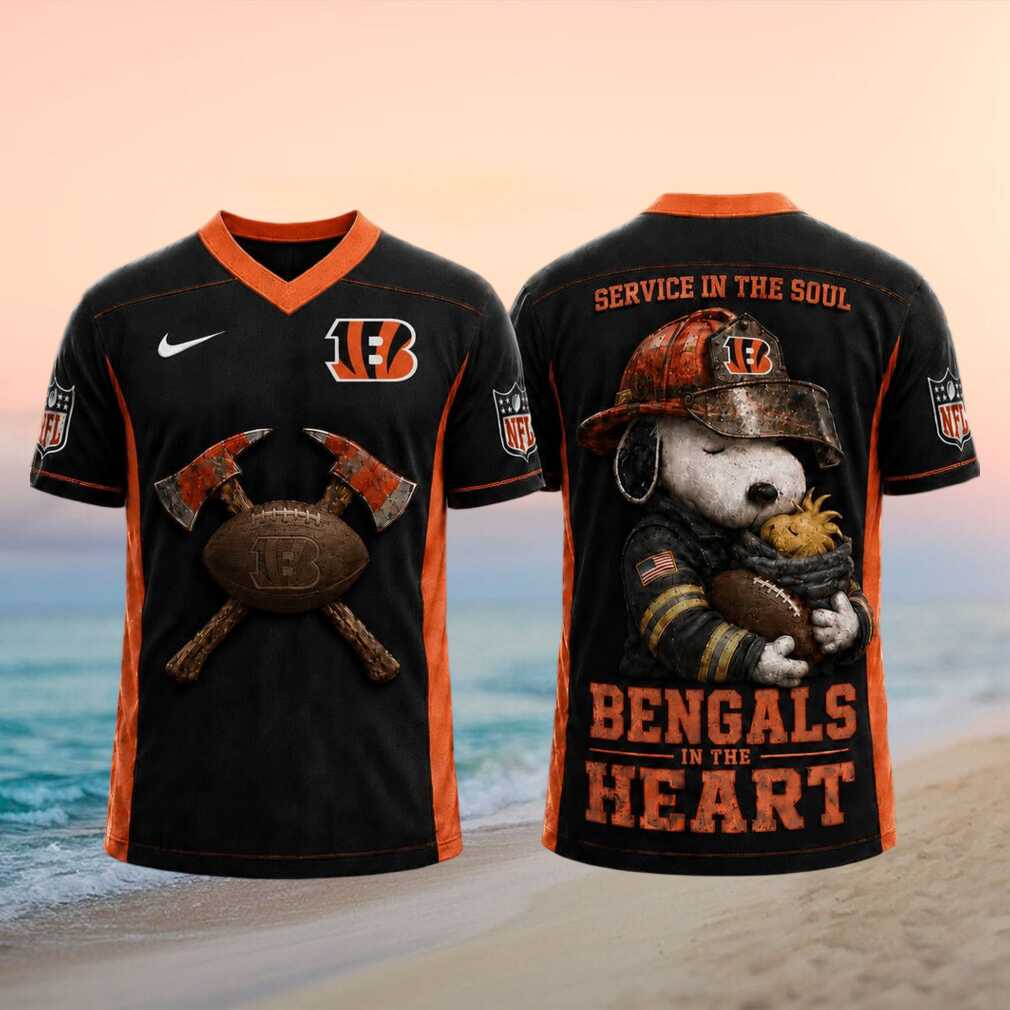 Cincinnati Bengals Snoopy Firefighter Football In The Heart Shirt