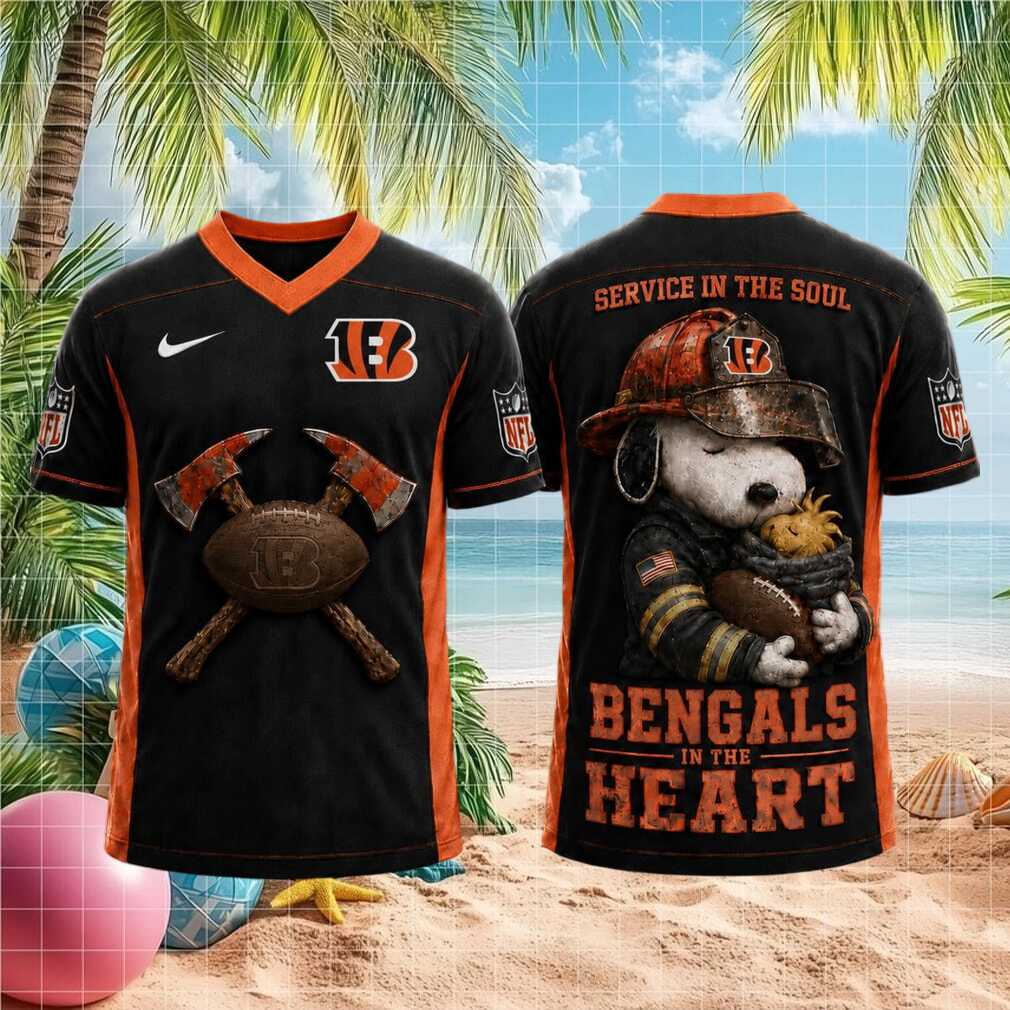 Cincinnati Bengals Snoopy Firefighter Football In The Heart Shirt