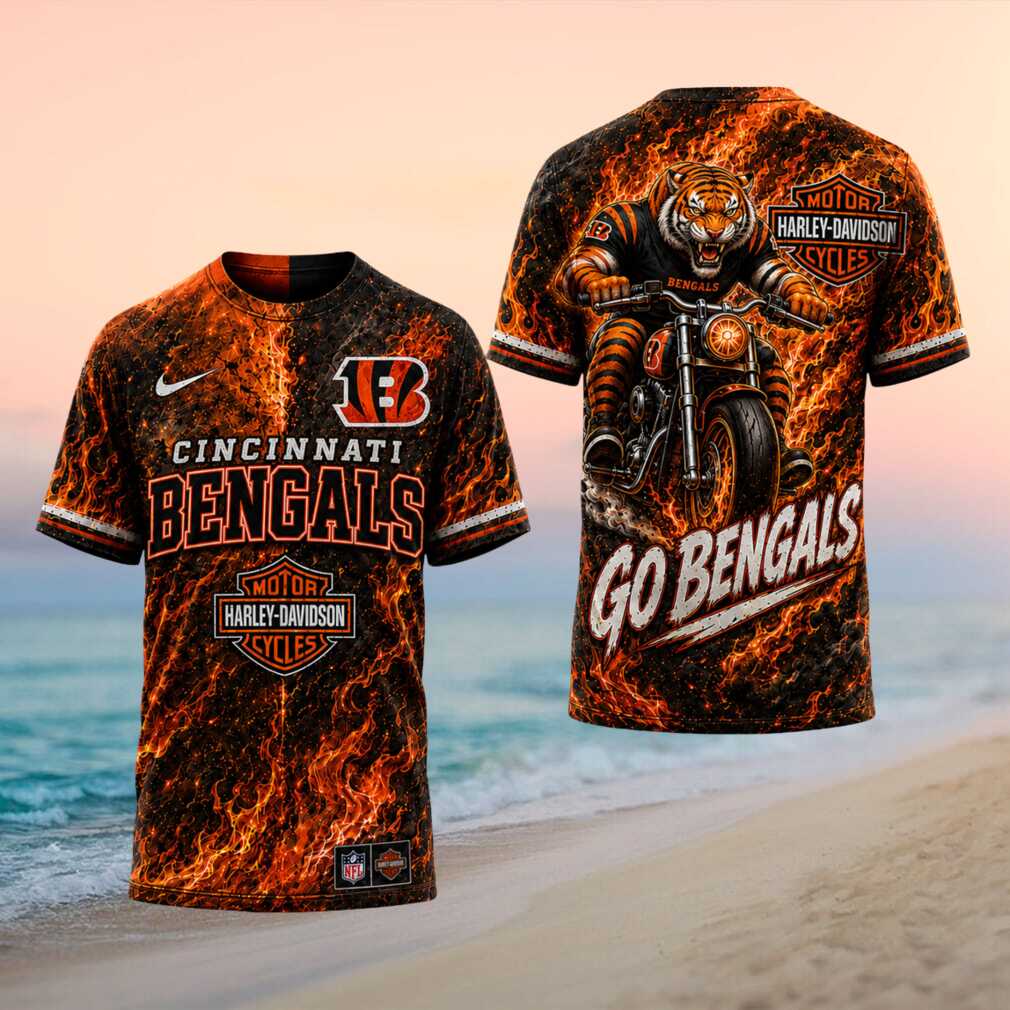 Cincinnati Bengals Tiger Biker Flame Shirt