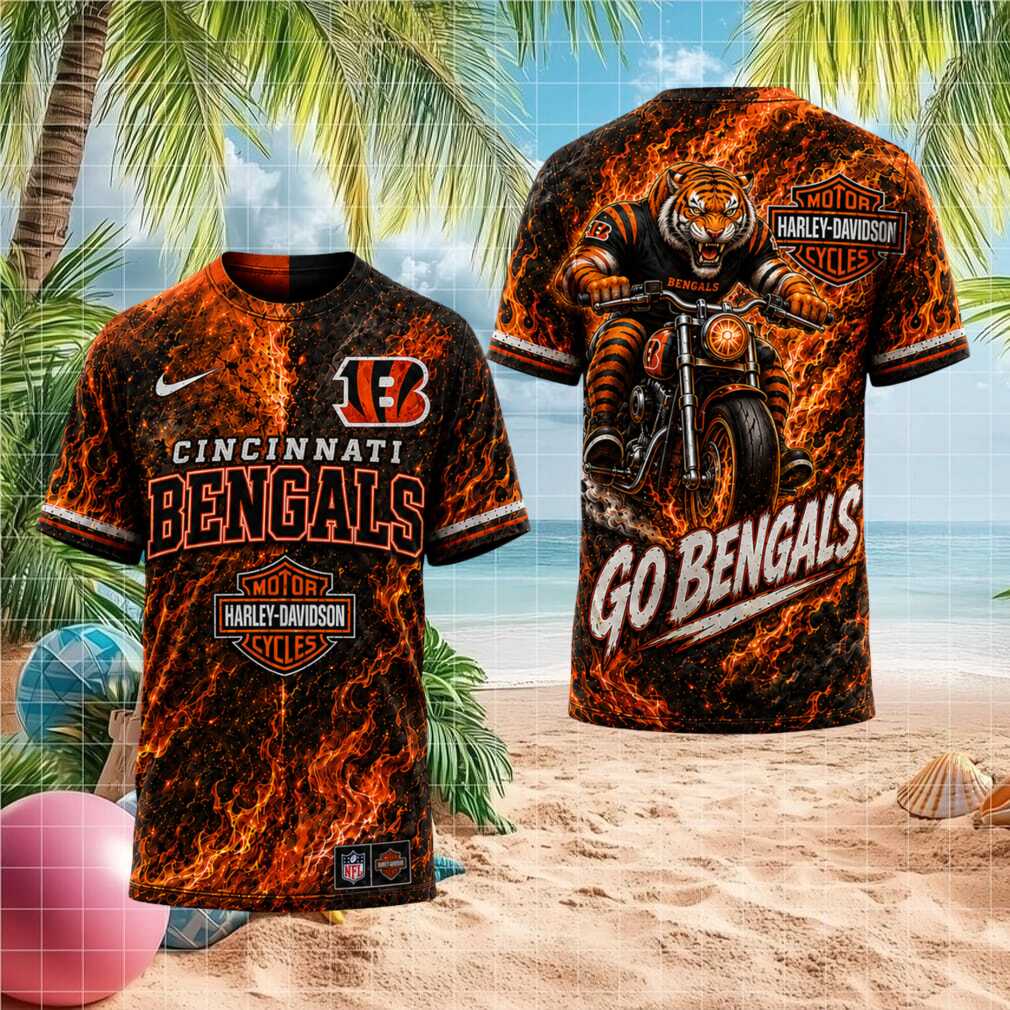 Cincinnati Bengals Tiger Biker Flame Shirt