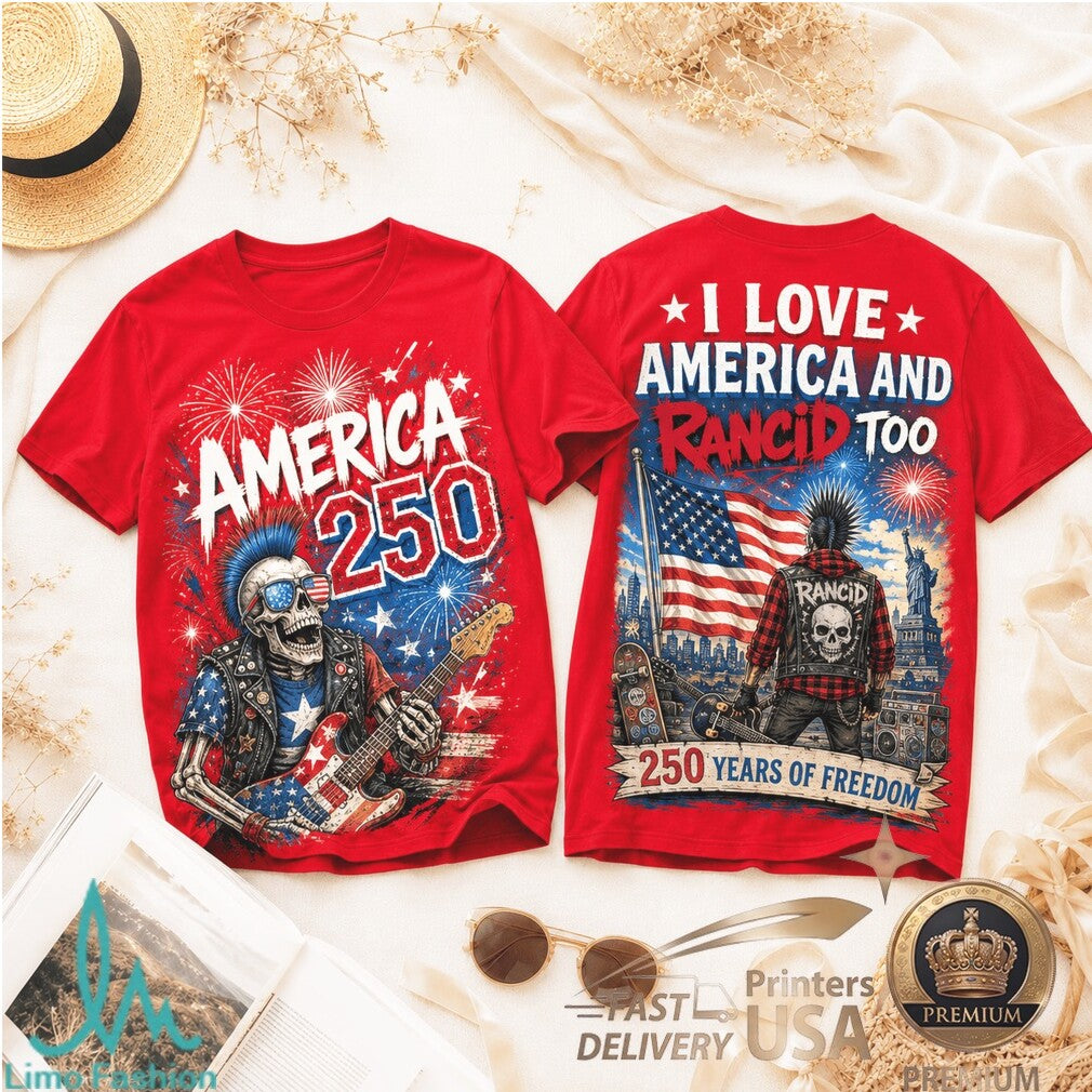 America 250 Years Of Freedom Rancid Punk Rock Skeleton Shirt