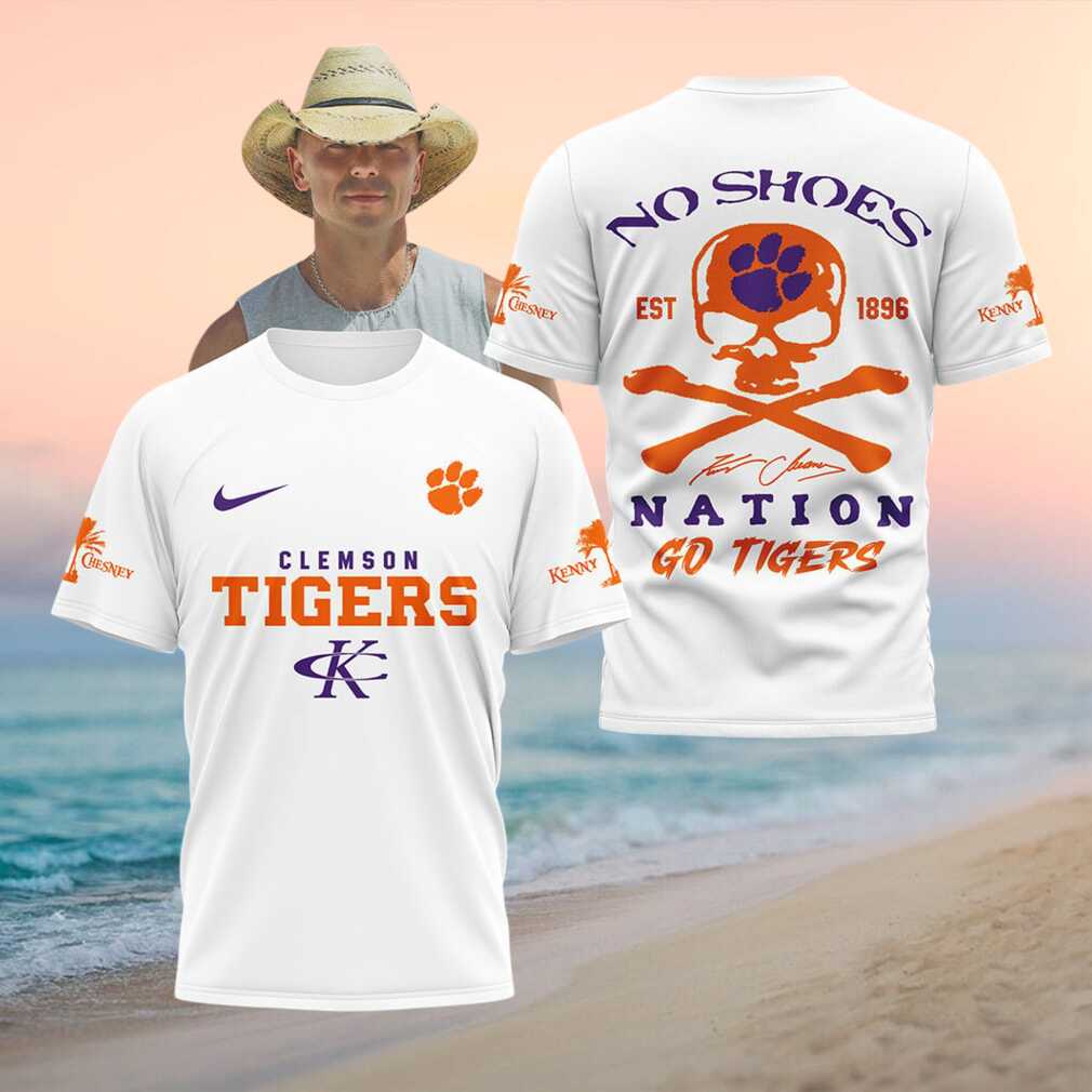 Clemson Tigers No Shoes Nation Skull Mascot Shirt - Limotees LLC