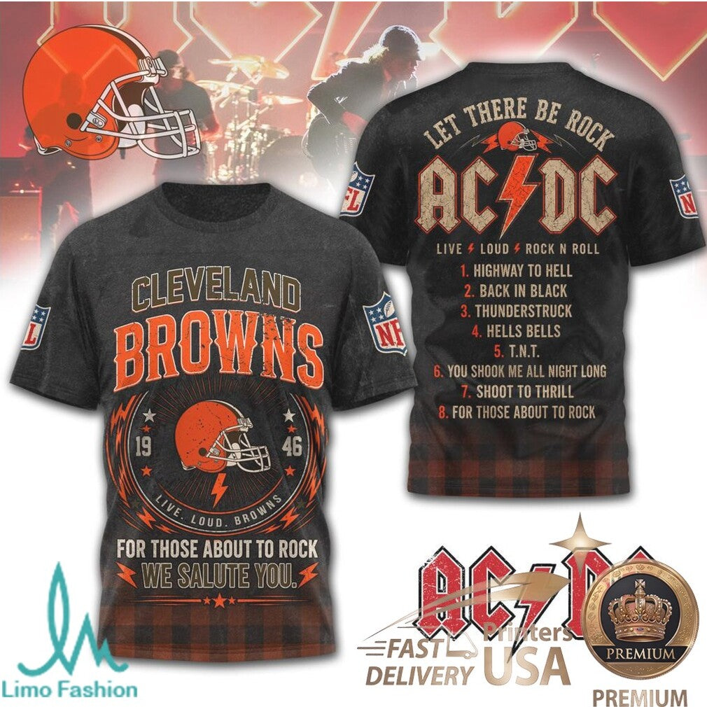 Cleveland Browns ACDC Rock Band Mashup Vintage T Shirt - Limotees LLC