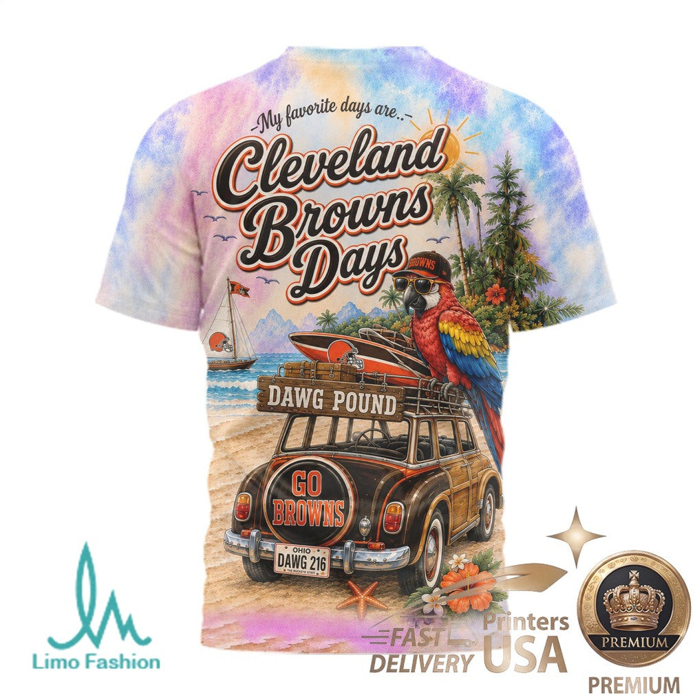 Cleveland Browns Beach Tropical Parrot Summer Men's T Shirt - Limotees LLC