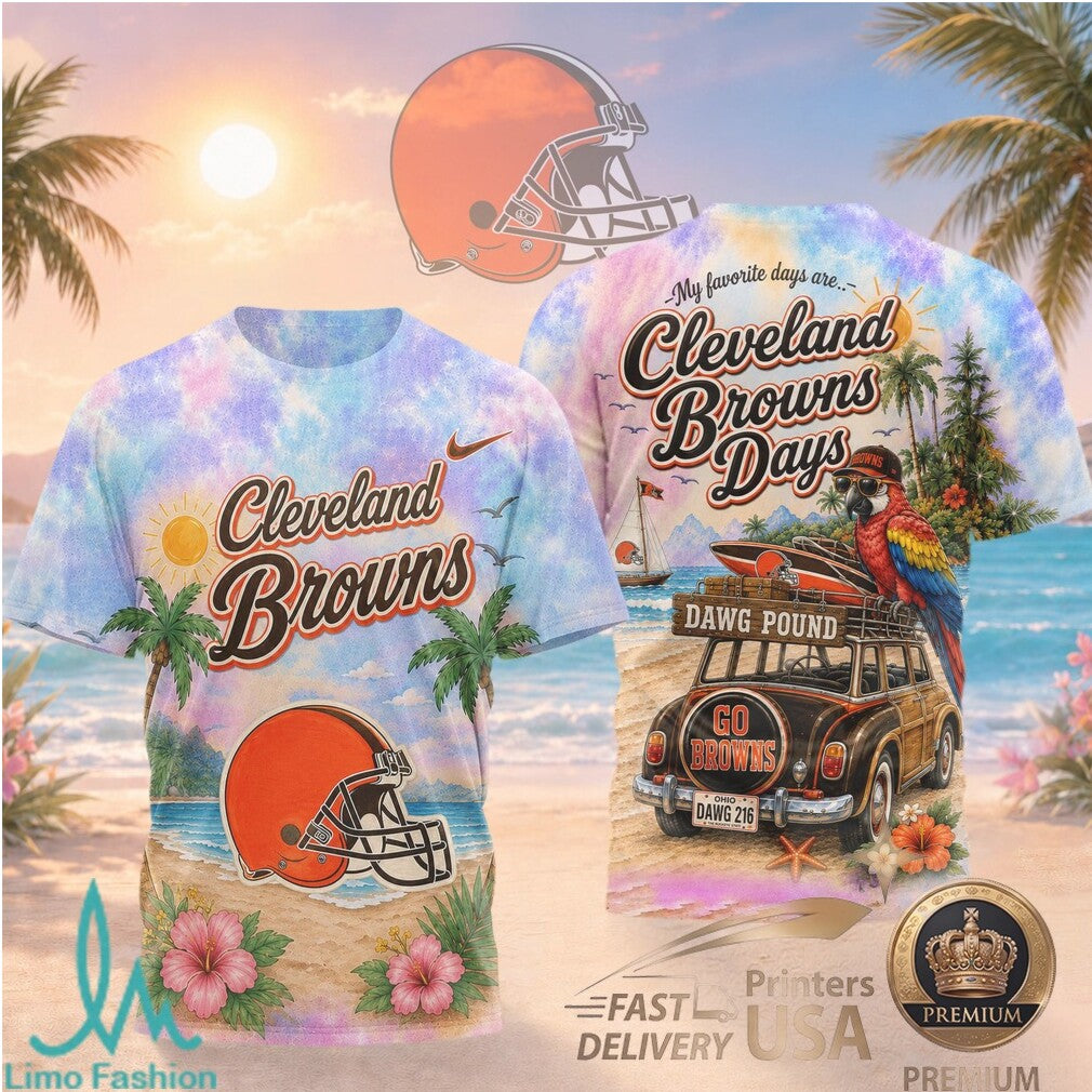 Cleveland Browns Beach Tropical Parrot Summer Men's T Shirt - Limotees LLC