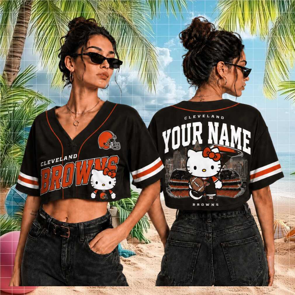 Cleveland Browns Hello Kitty Custom Name Baseball Shirt - Limotees LLC