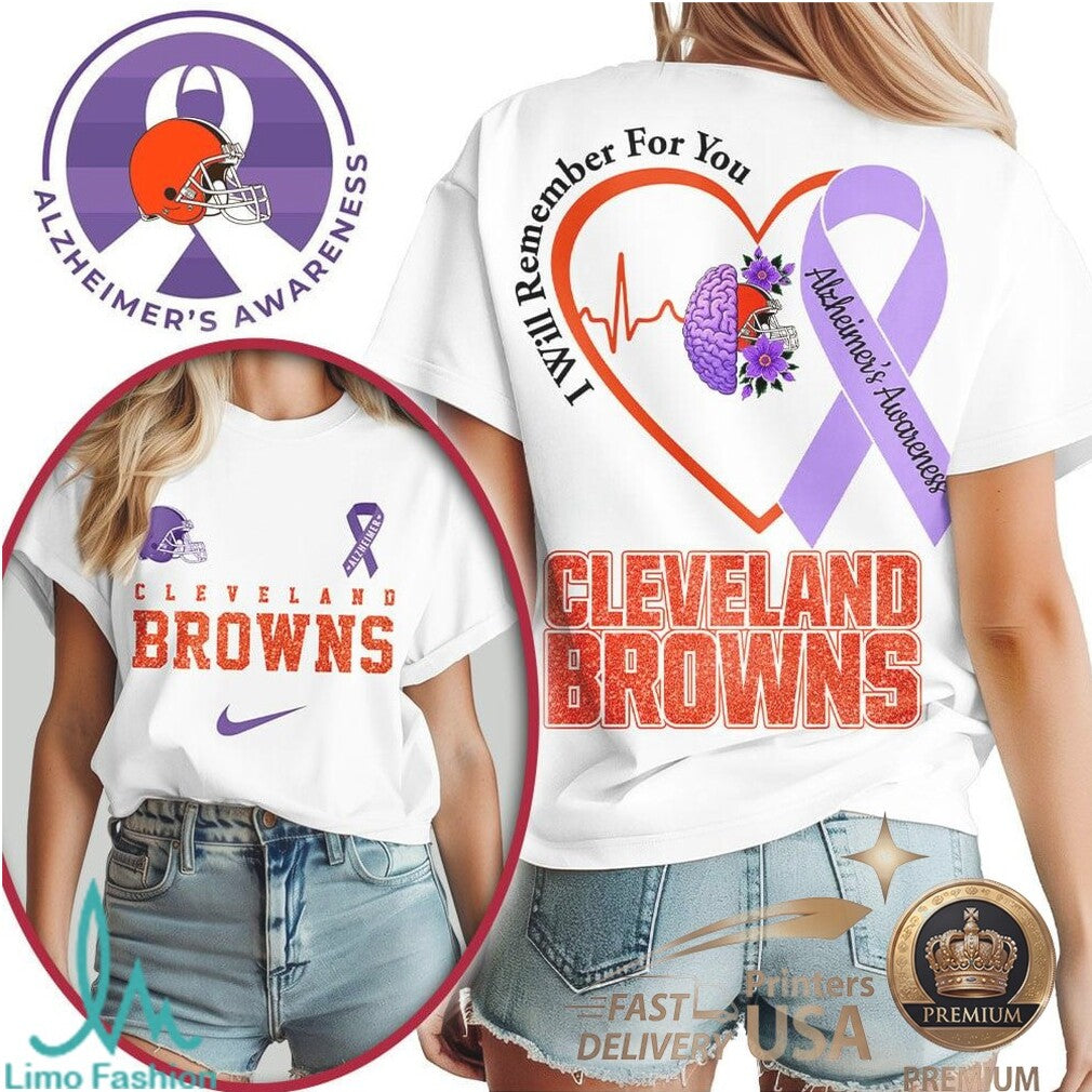Cleveland Browns I Will Remember For You Alzheimer Awareness T Shirt - Limotees LLC