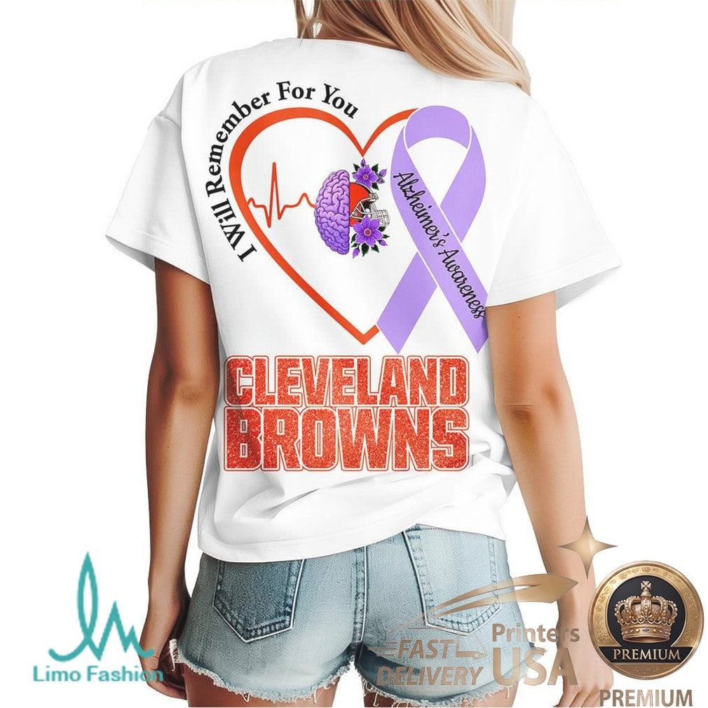 Cleveland Browns I Will Remember For You Alzheimer Awareness T Shirt - Limotees LLC