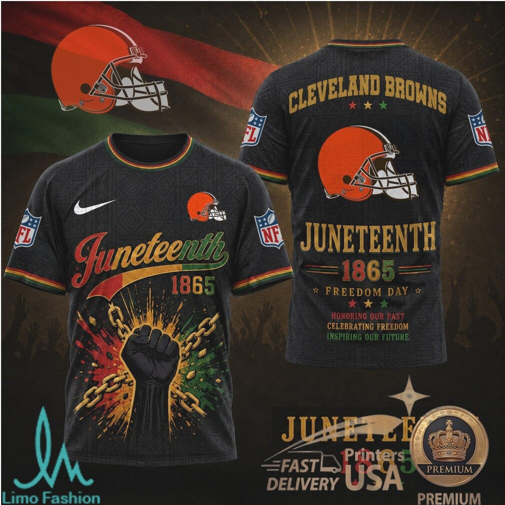 Cleveland Browns Juneteenth 1865 Freedom Day Graphic T Shirt - Limotees LLC