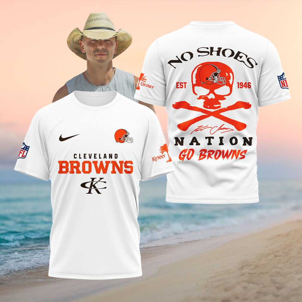 Cleveland Browns Kenny Chesney No Shoes Nation Skull Shirt - Limotees LLC