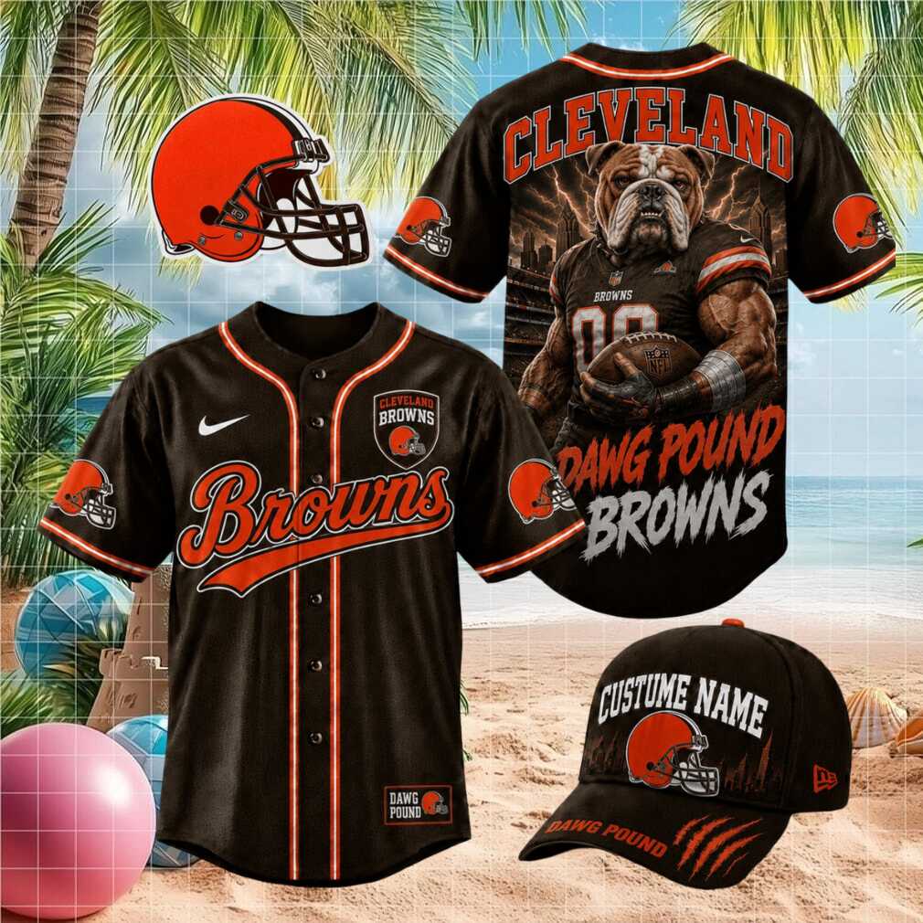 Cleveland Browns Muscular Bulldog Dawg Pound Baseball Jersey - Limotees LLC