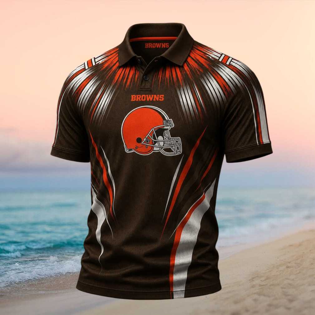 Cleveland Browns Retro Football Team Logo Burst Print Polo Shirt - Limotees LLC