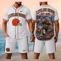 Cleveland Browns Skull Football Bulldog Mascot Stadium Baseball Shirt