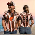 Cleveland Football Browns Custom Name Number Vintage Striped Referee Game Day Fan Men Women Shirt