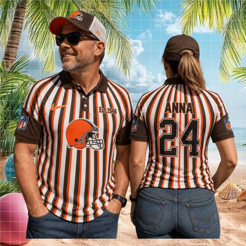 Cleveland Football Browns Custom Name Number Vintage Striped Referee Game Day Fan Men Women Shirt