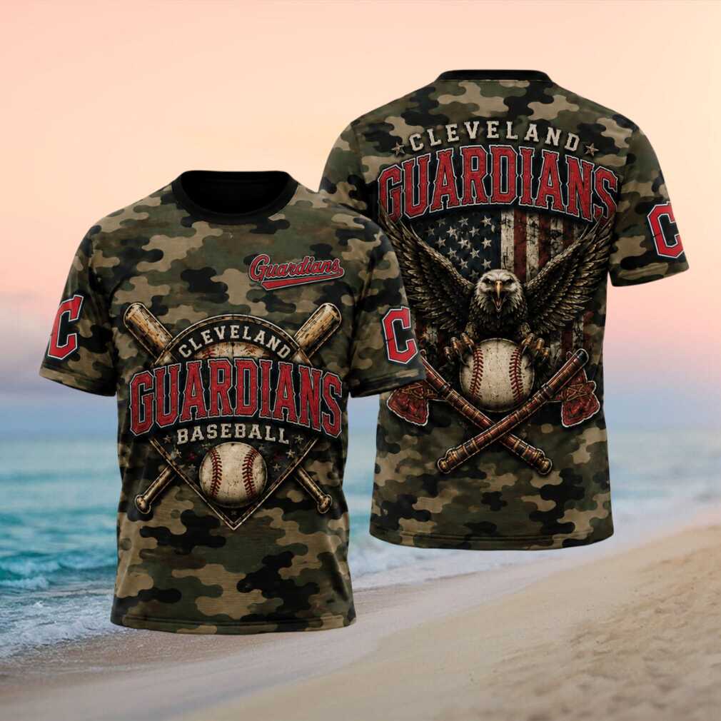 Cleveland Guardians Bald Eagle American Flag Camo Patriotic T Shirt