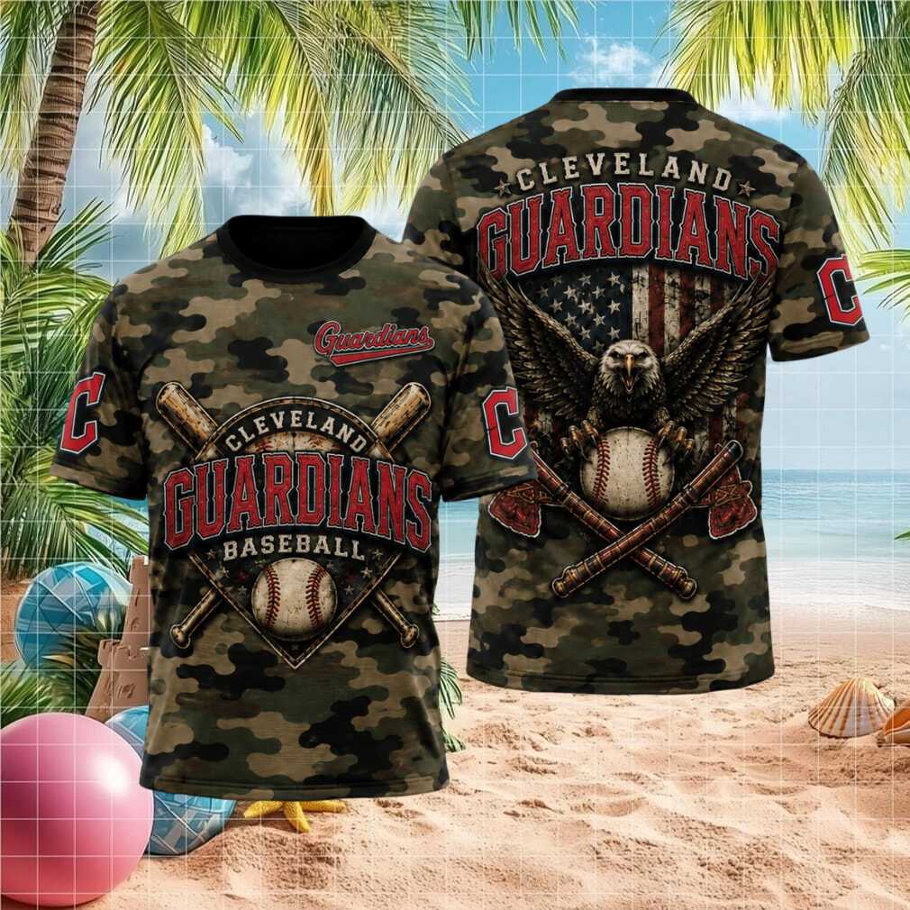 Cleveland Guardians Bald Eagle American Flag Camo Patriotic T Shirt