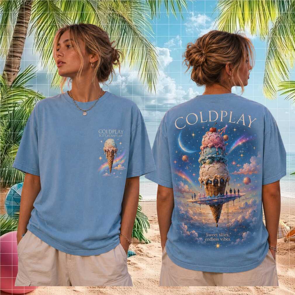 Coldplay Ice Cream Day Sweet Skies Endless Vibes Vintage Retro Tour Music Fans Women Shirt - Limotees LLC