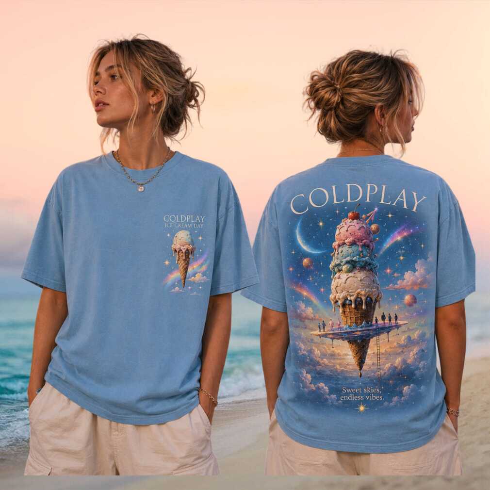 Coldplay Ice Cream Day Sweet Skies Endless Vibes Vintage Retro Tour Music Fans Women Shirt - Limotees LLC