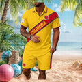 Colombia Soccer Team Yellow National Flag Men Button Shirt - Limotees LLC