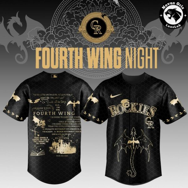 Colorado Rockies x Fourth Wing Night Baseball Jersey - Dragon Graphics & Quotes Edition