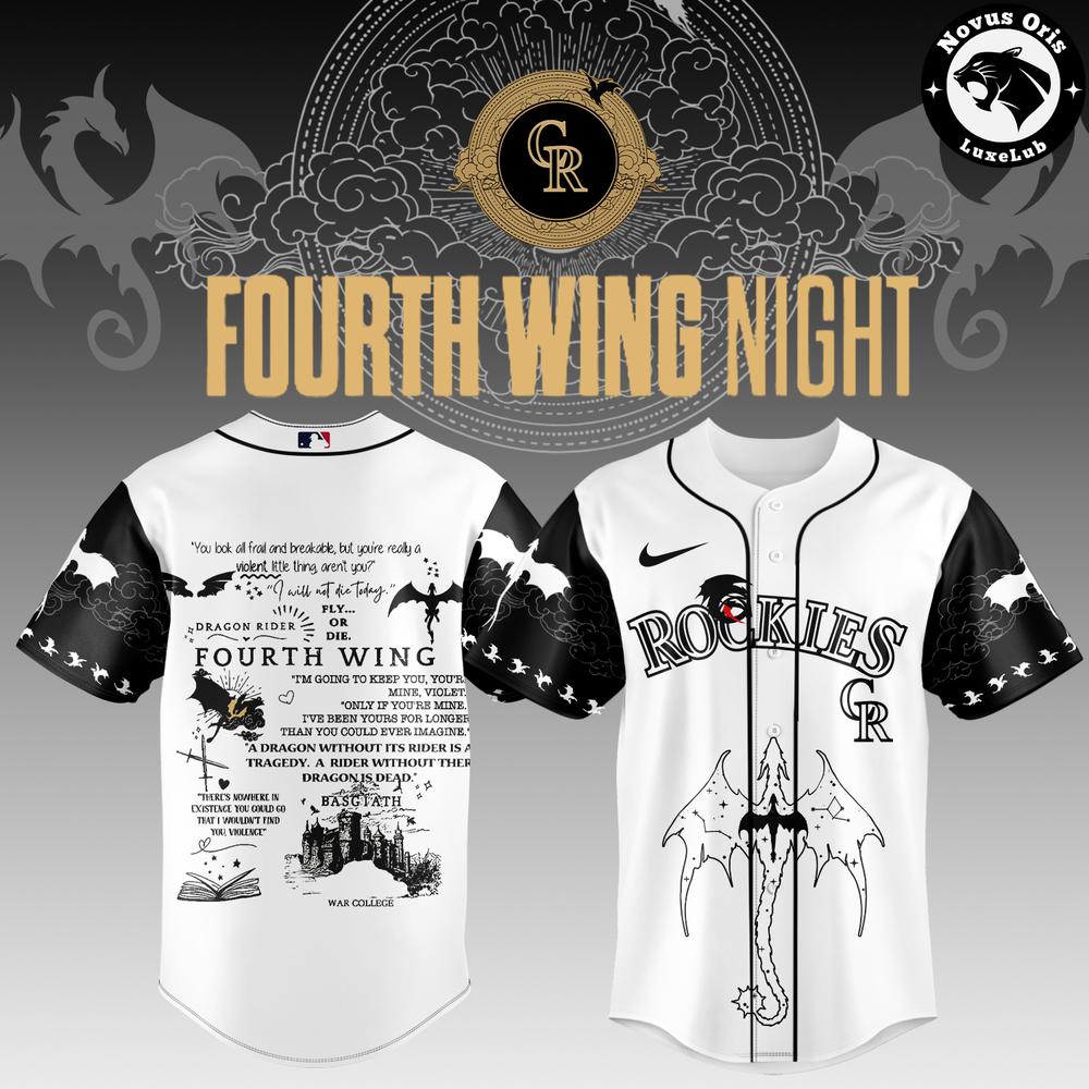 Colorado Rockies x Fourth Wing Night Baseball Jersey - Dragon Graphics & Quotes Edition