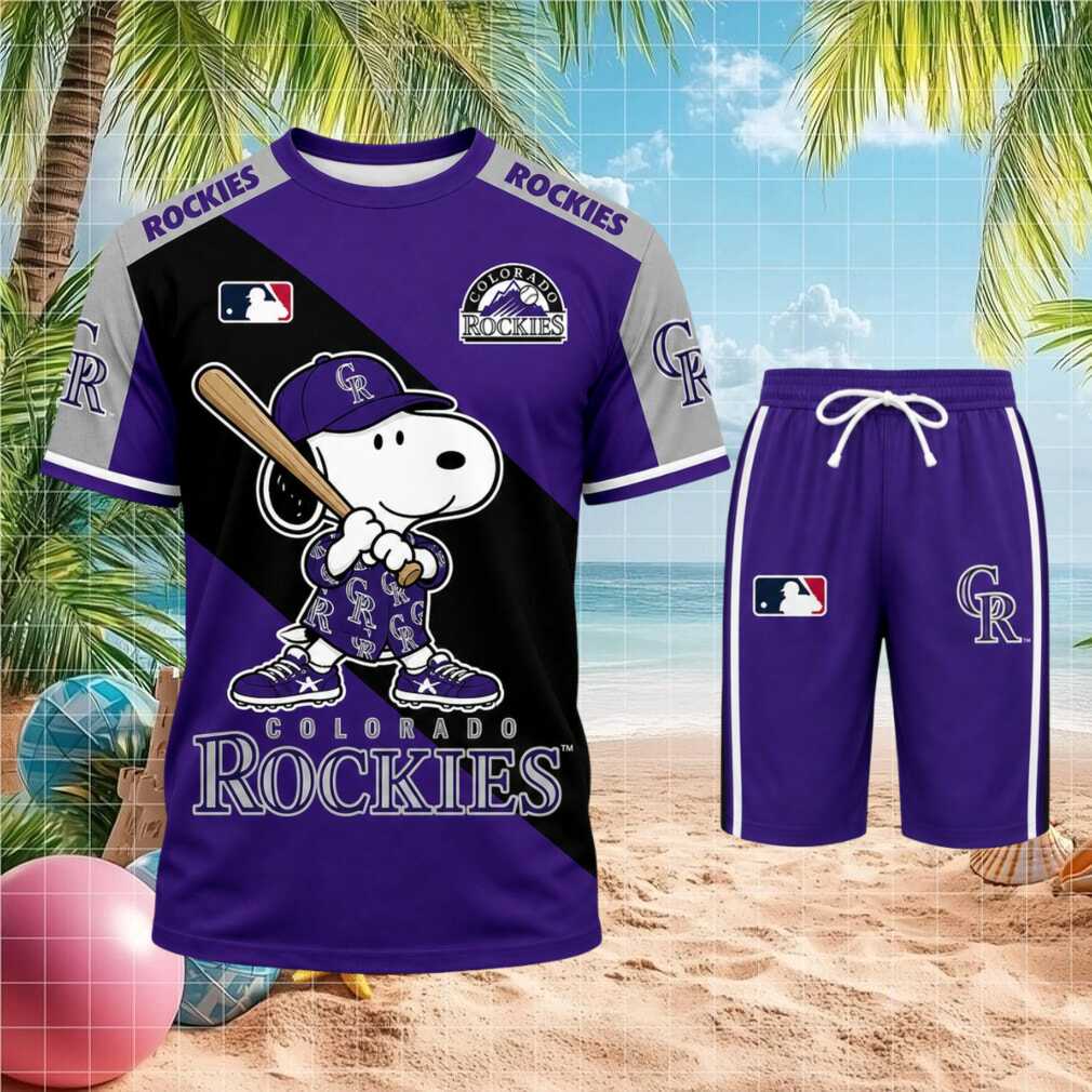 Colorado Rockies Snoopy Cartoon Baseball Shirt