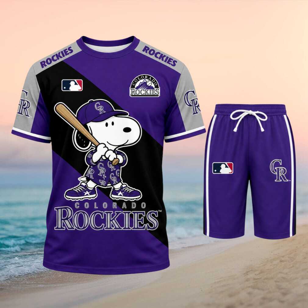 Colorado Rockies Snoopy Cartoon Baseball Shirt