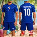 Croatia National Football Team Custom Name Number Blue Checker Fan Soccer Shirt - Limotees LLC