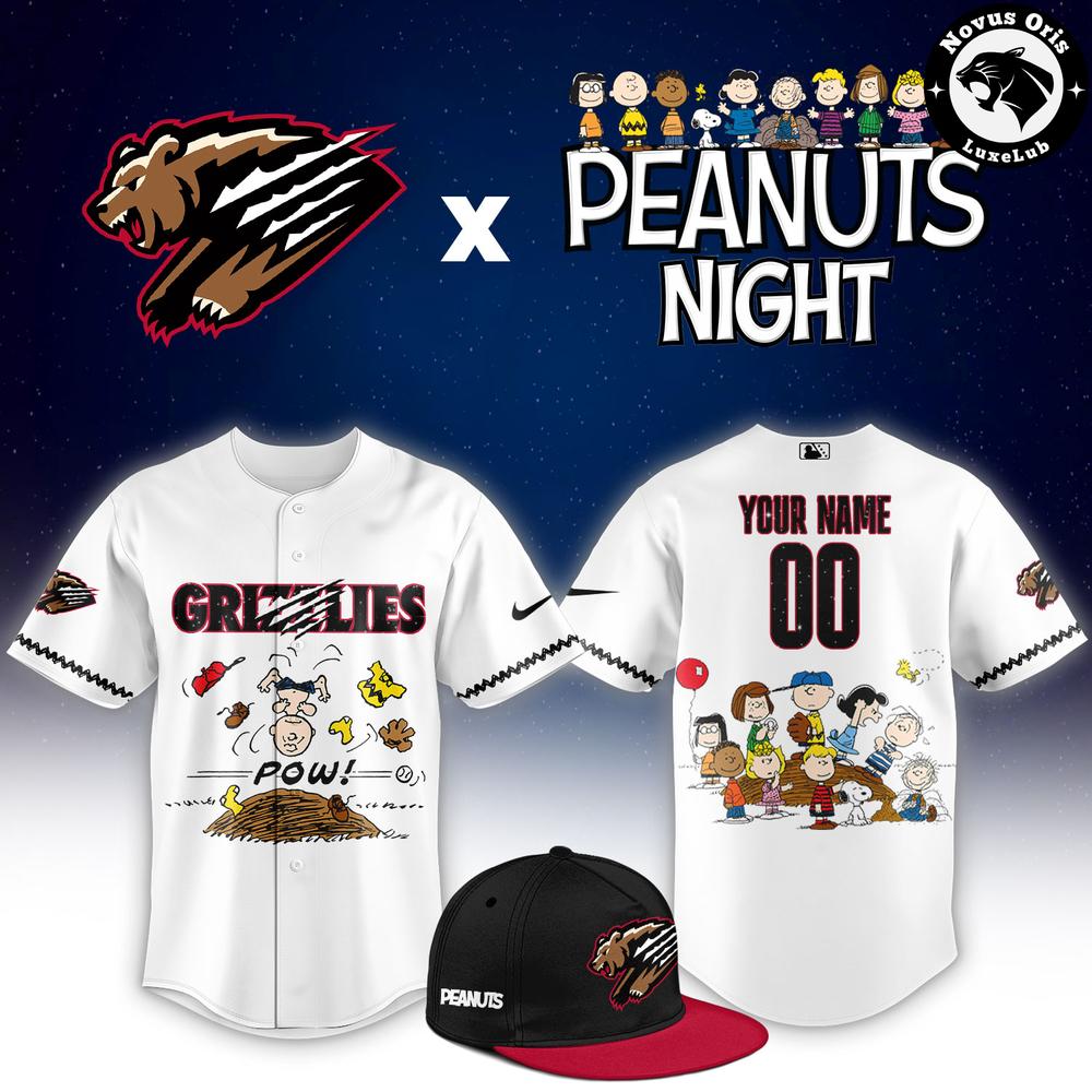 Custom Fresno Grizzlies x Peanuts Night Snoopy Baseball Jersey