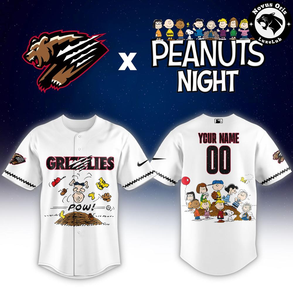 Custom Fresno Grizzlies x Peanuts Night Snoopy Baseball Jersey